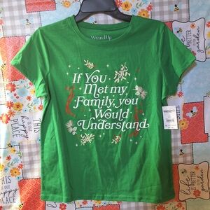 NWT WOUND UP GREEN TEE SHIRT MY FAMILY